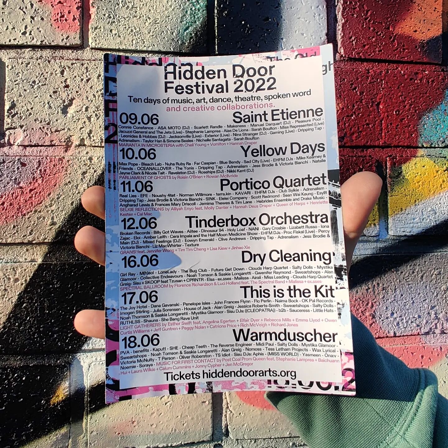 Currently figuring out what to see at @hiddendoorarts festival this year. It starts THIS THURSDAY!

@drycleaningband @mhaolmusic
@futuregetdown @cheapteeth and @postcoalpromqueen are definitely on the list 📋

Any more recommendations? 🎶 🎉 🎸🎷🎺🎻