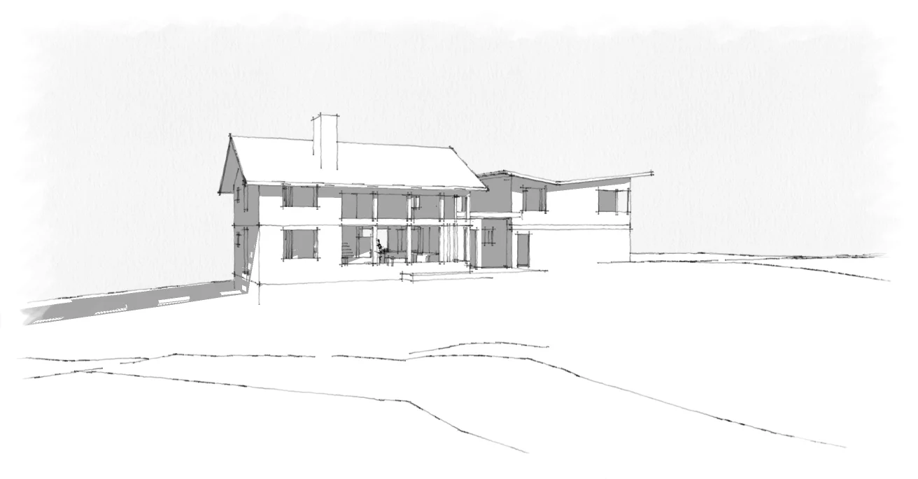 Private Residence-South Perspective Sketch Rendering