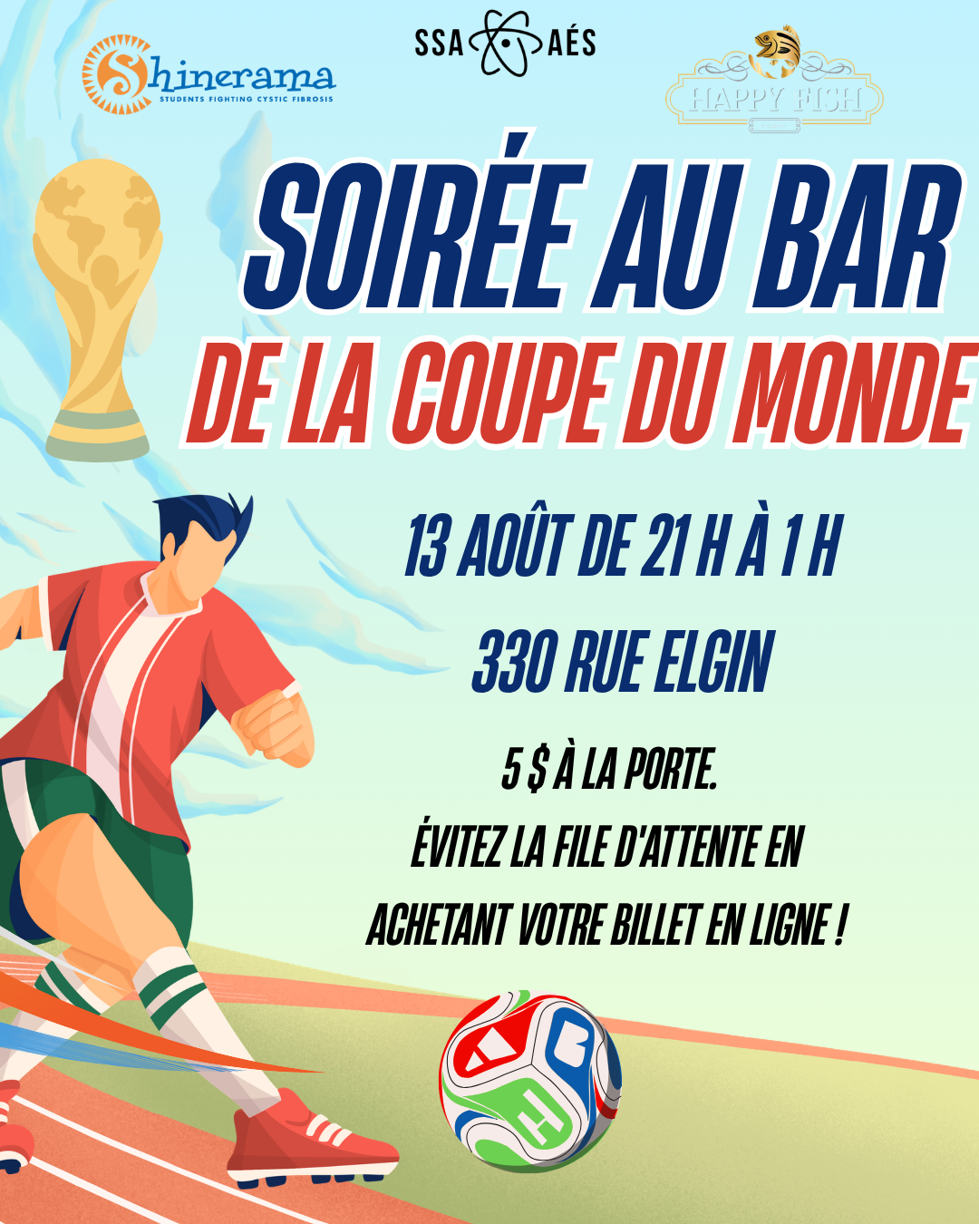 Soirée bar Coupe du Monde pour Shinerama // World Cup Bar Night for Shinerama