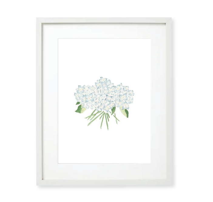 Blue Hydrangeas Watercolor Art Print