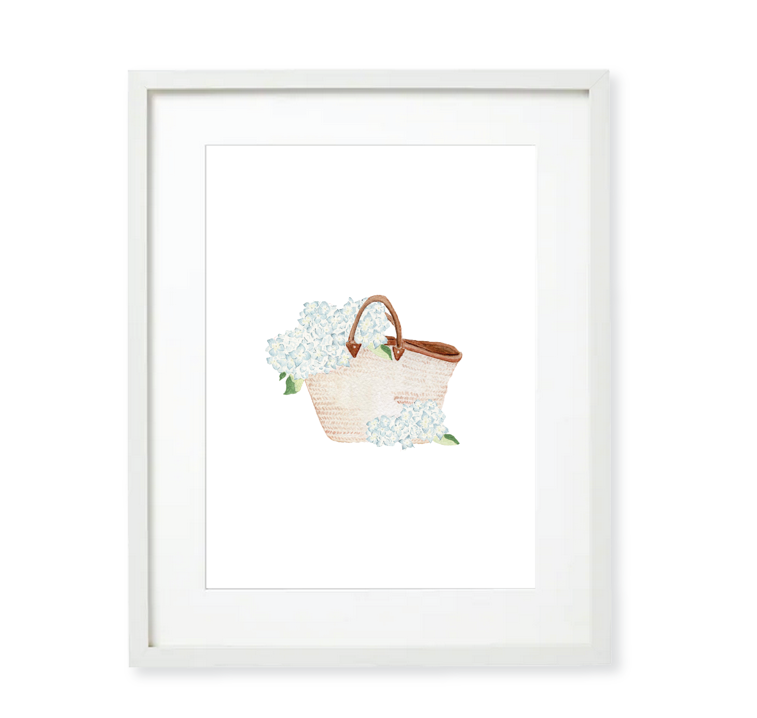 Hydrangea Filled Market Tote Watercolor Art Print
