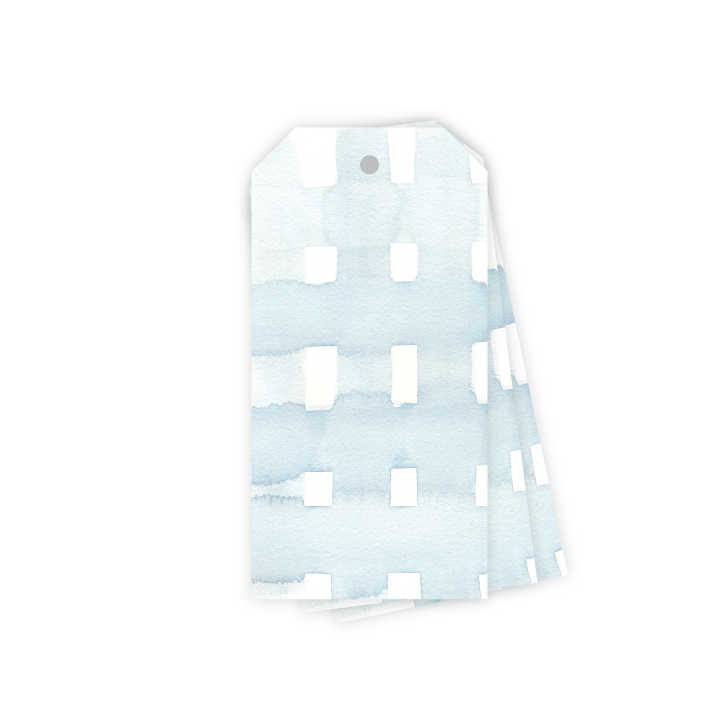 Watercolor Gingham Gift Tags - Blue