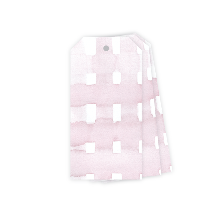 Watercolor Gingham Gift Tags - Pink