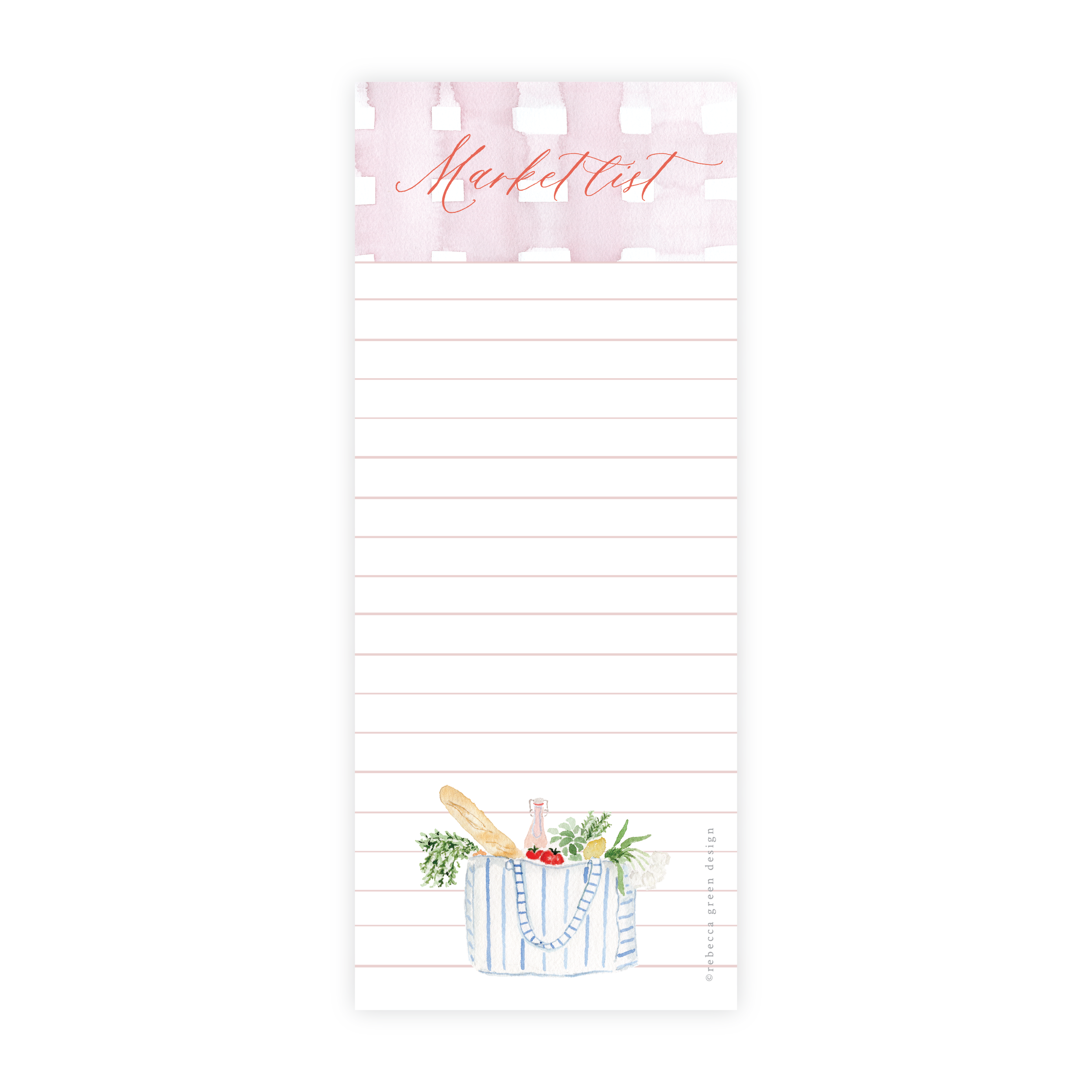 Market List Watercolor Notepad-Pink