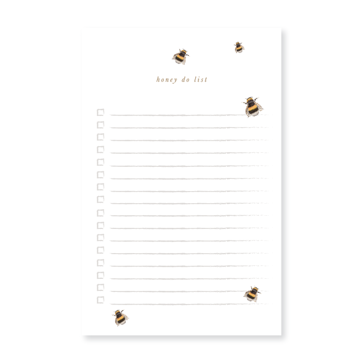"Honey Do List" Watercolor Bumble Bee Notepad