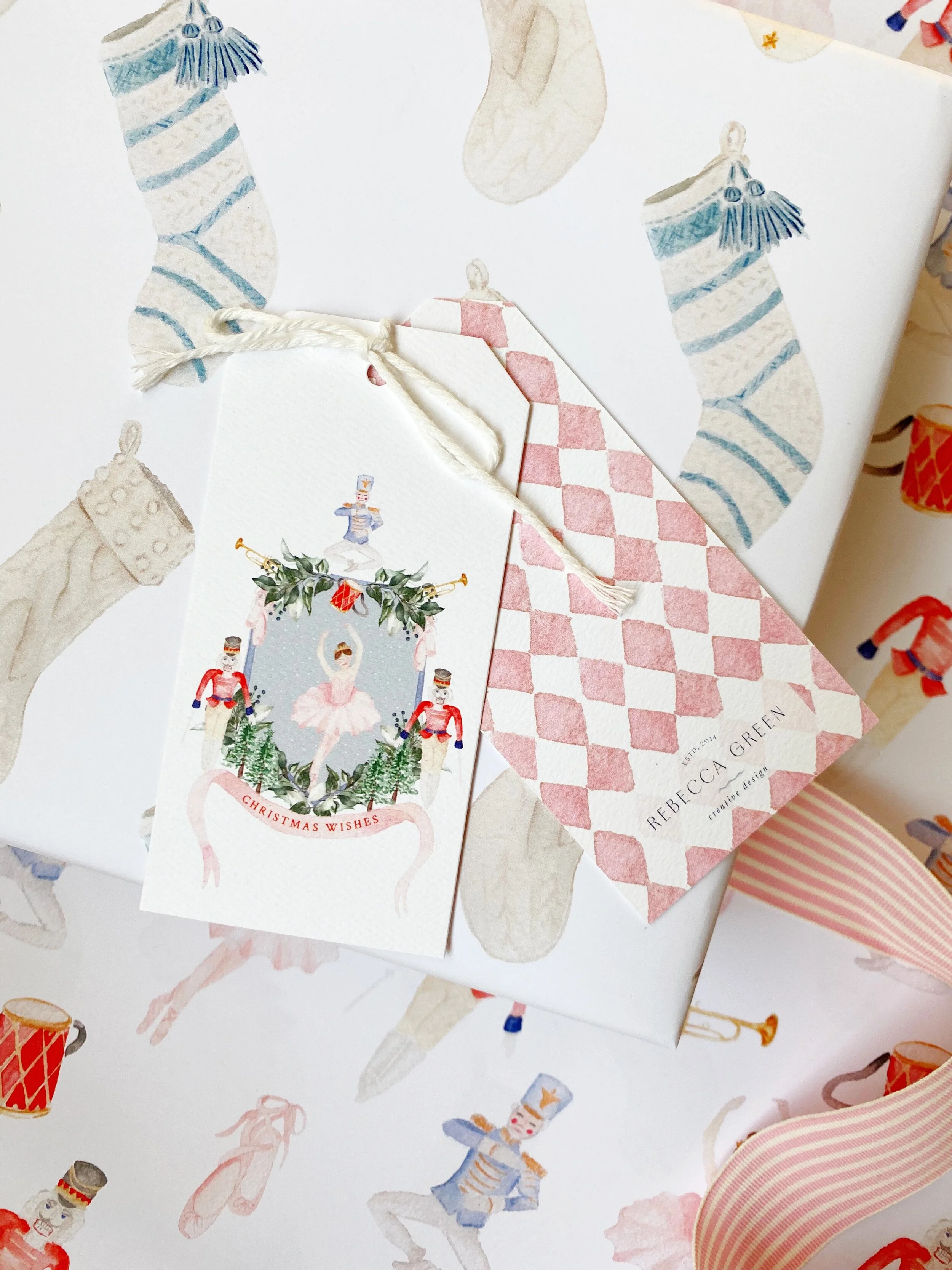 Holiday Stocking Gift Wrap, Rebecca Green Design, Christmas Wrapping Paper, Holiday Gift Wrap