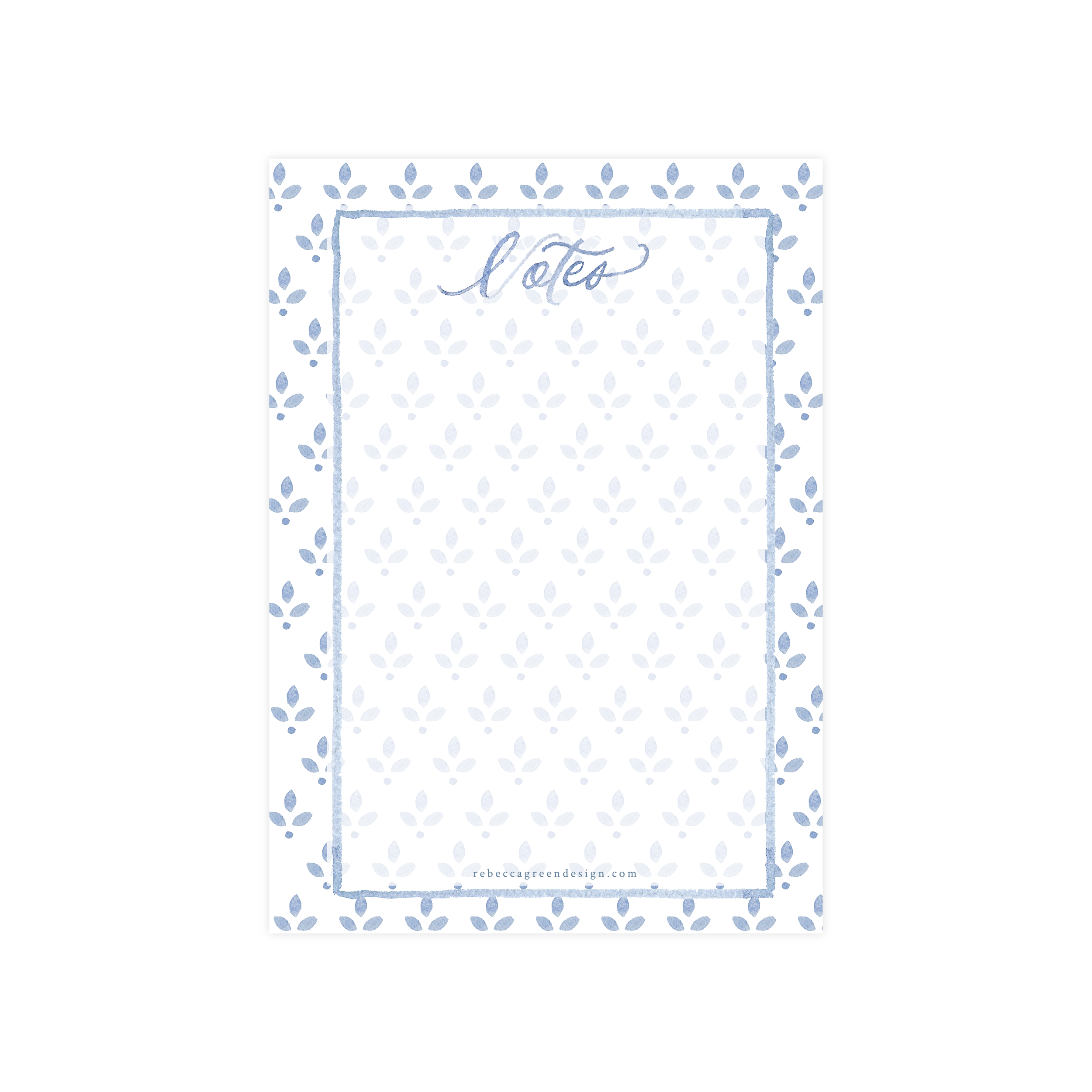 Blue Block Notepad, Blue and White Notepad, Rebecca Green Design