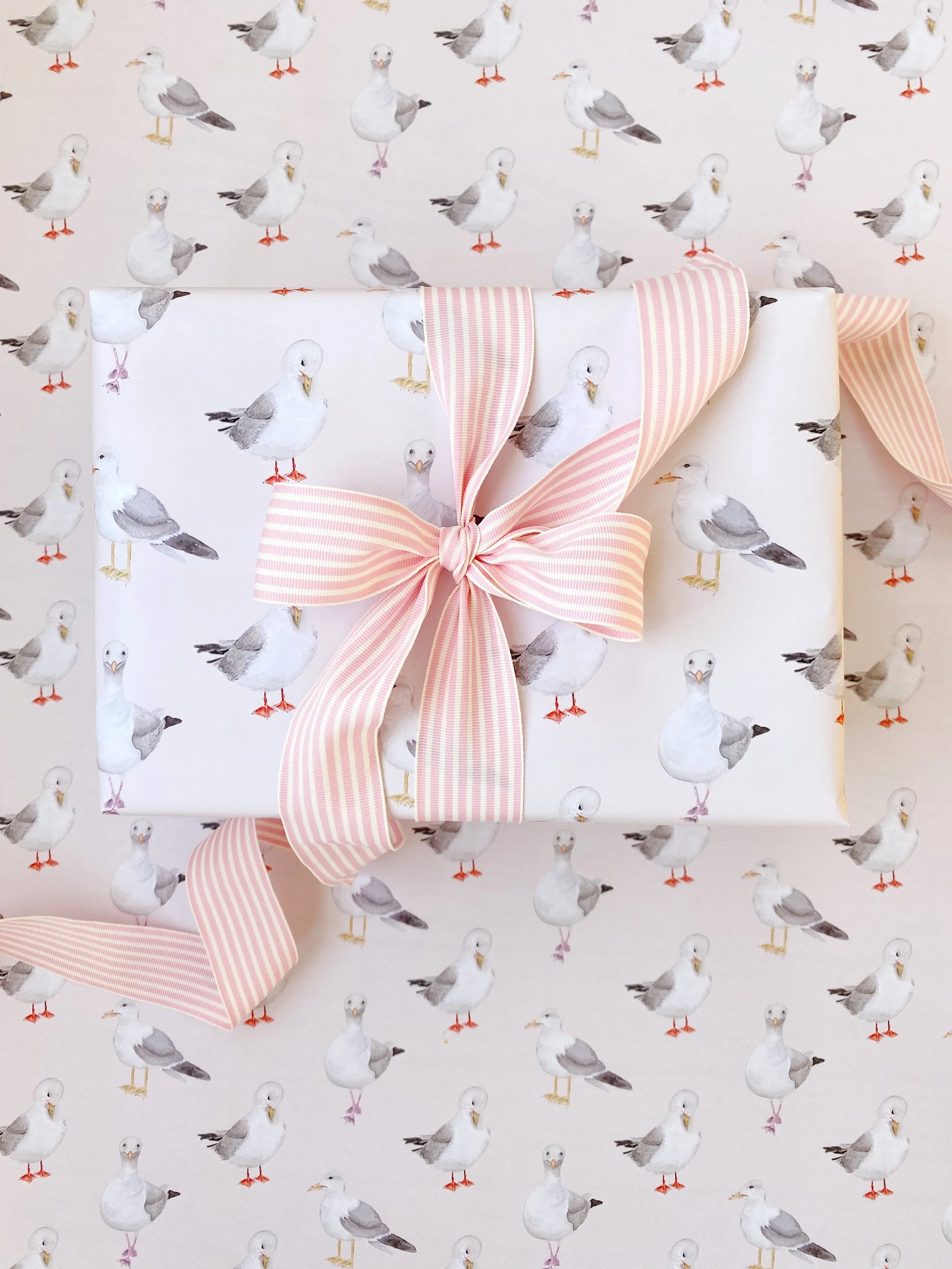 Watercolor Seagull Gift Wrap, Rebecca Green Design, Gift Wrap, Wrapping Paper
