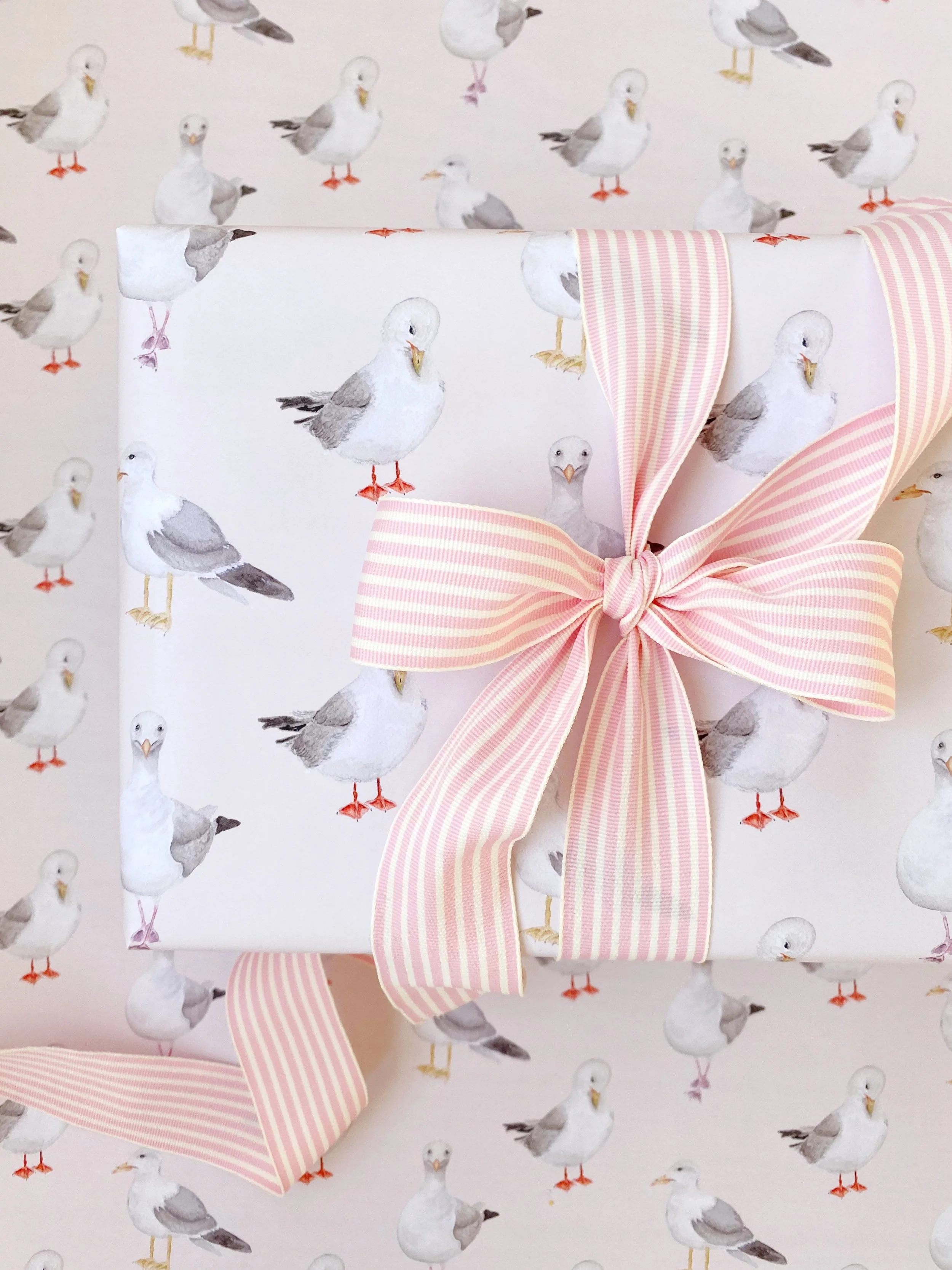 Watercolor Seagull Gift Wrap, Rebecca Green Design, Gift Wrap, Wrapping Paper