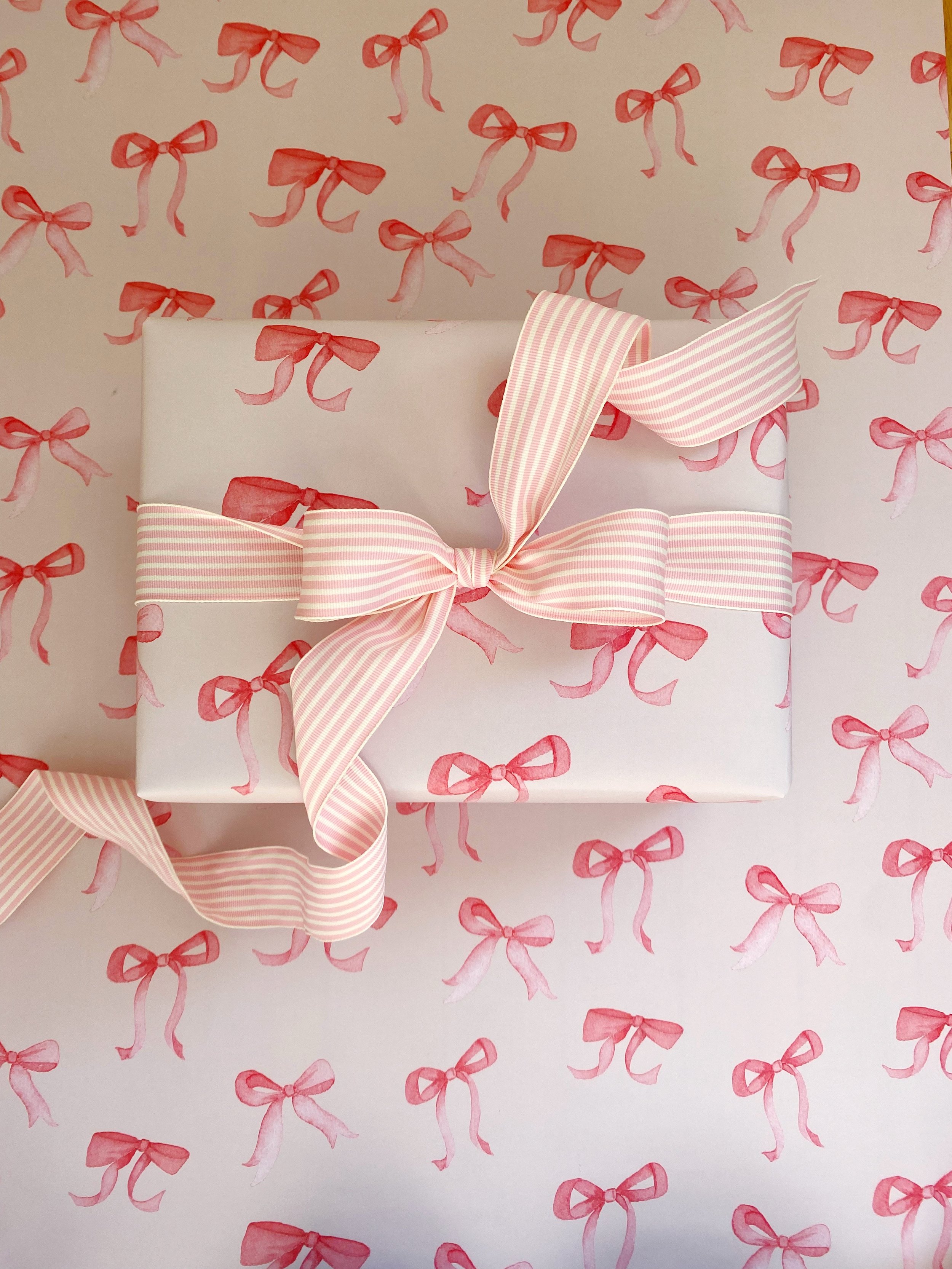 Valentine Bows Gift Wrap, Rebecca Green Design, Red Bows Wrapping Paper