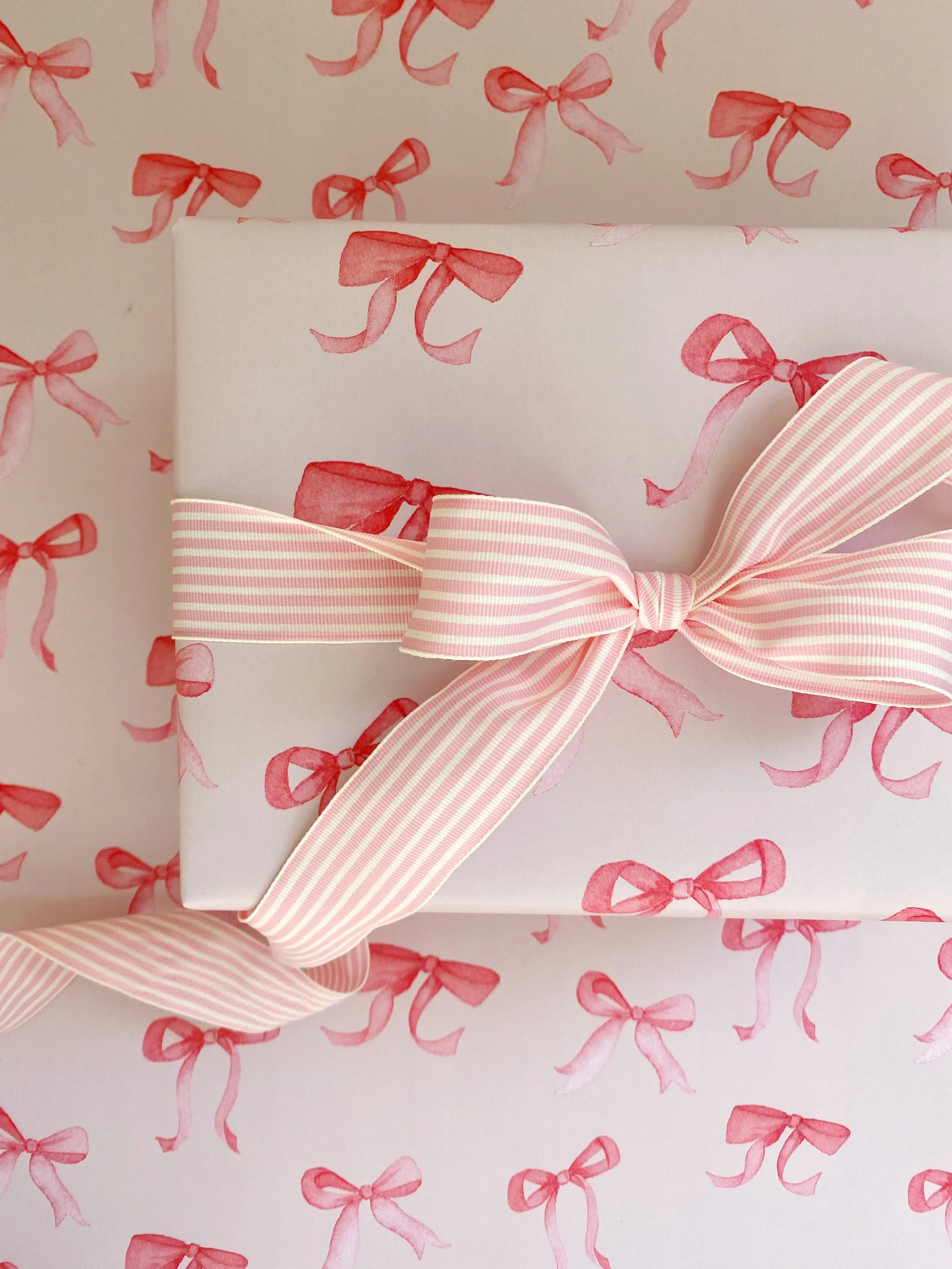 Valentine Bows Gift Wrap, Rebecca Green Design, Red Bows Wrapping Paper