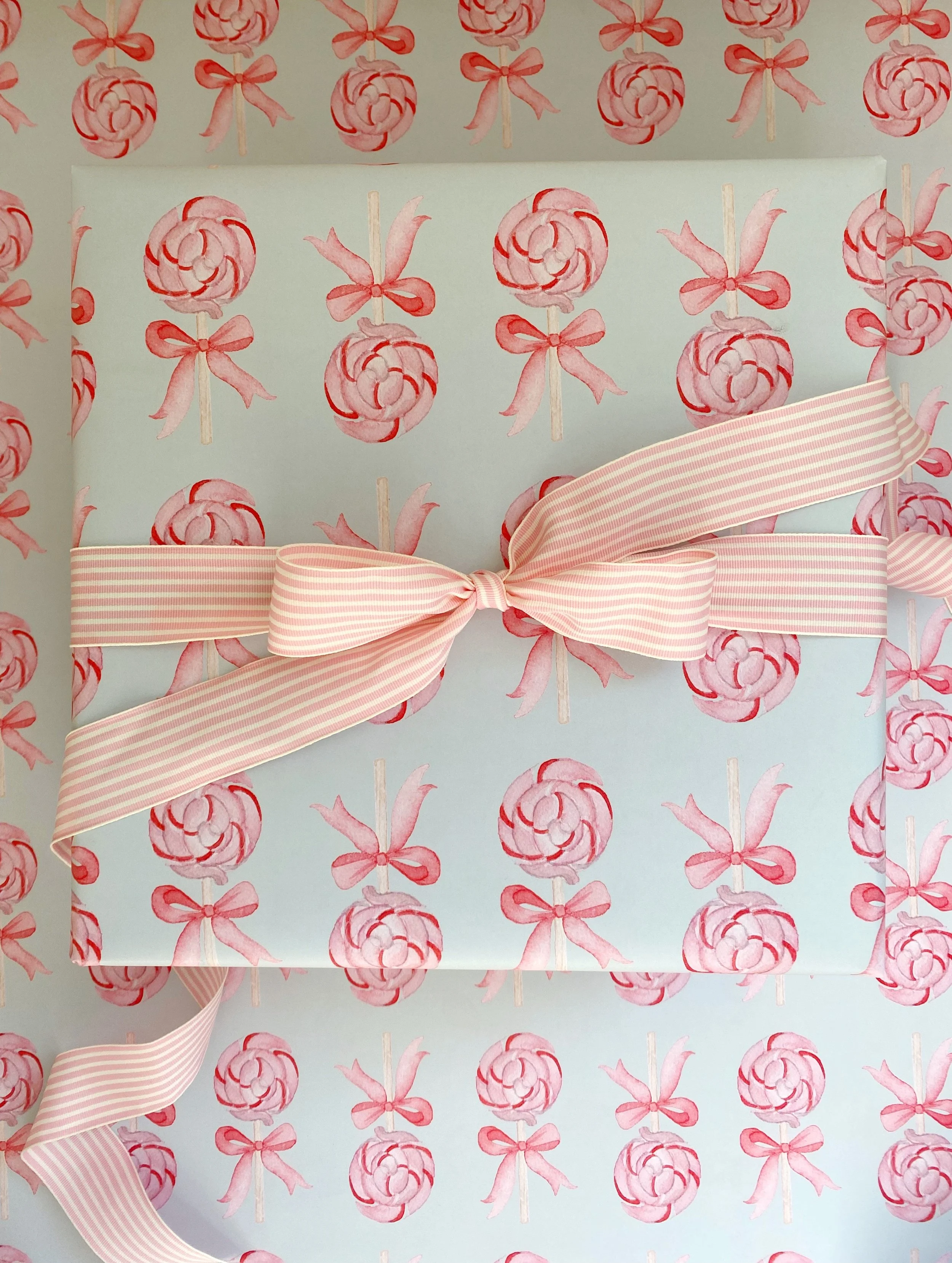 Valentine Lollipop Gift Wrap, Rebecca Green Design, Watercolor Candy, Candy Art