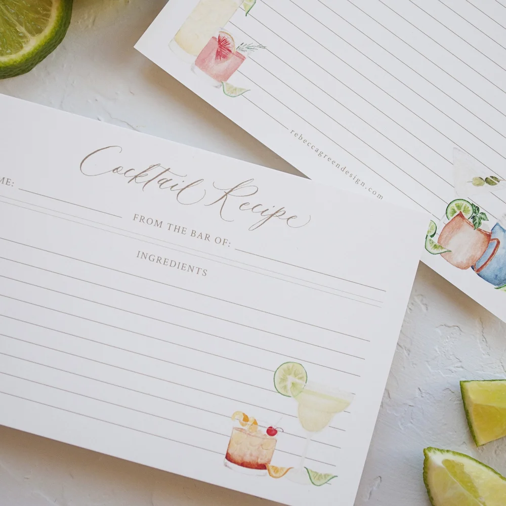 cocktail-watercolor-recipe-cards-rebecca-green-design for Free Printable Cocktail Recipe Cards Cocktail Watercolor Recipe Cards — Rebecca Green Design for Free Printable Cocktail Recipe Cards