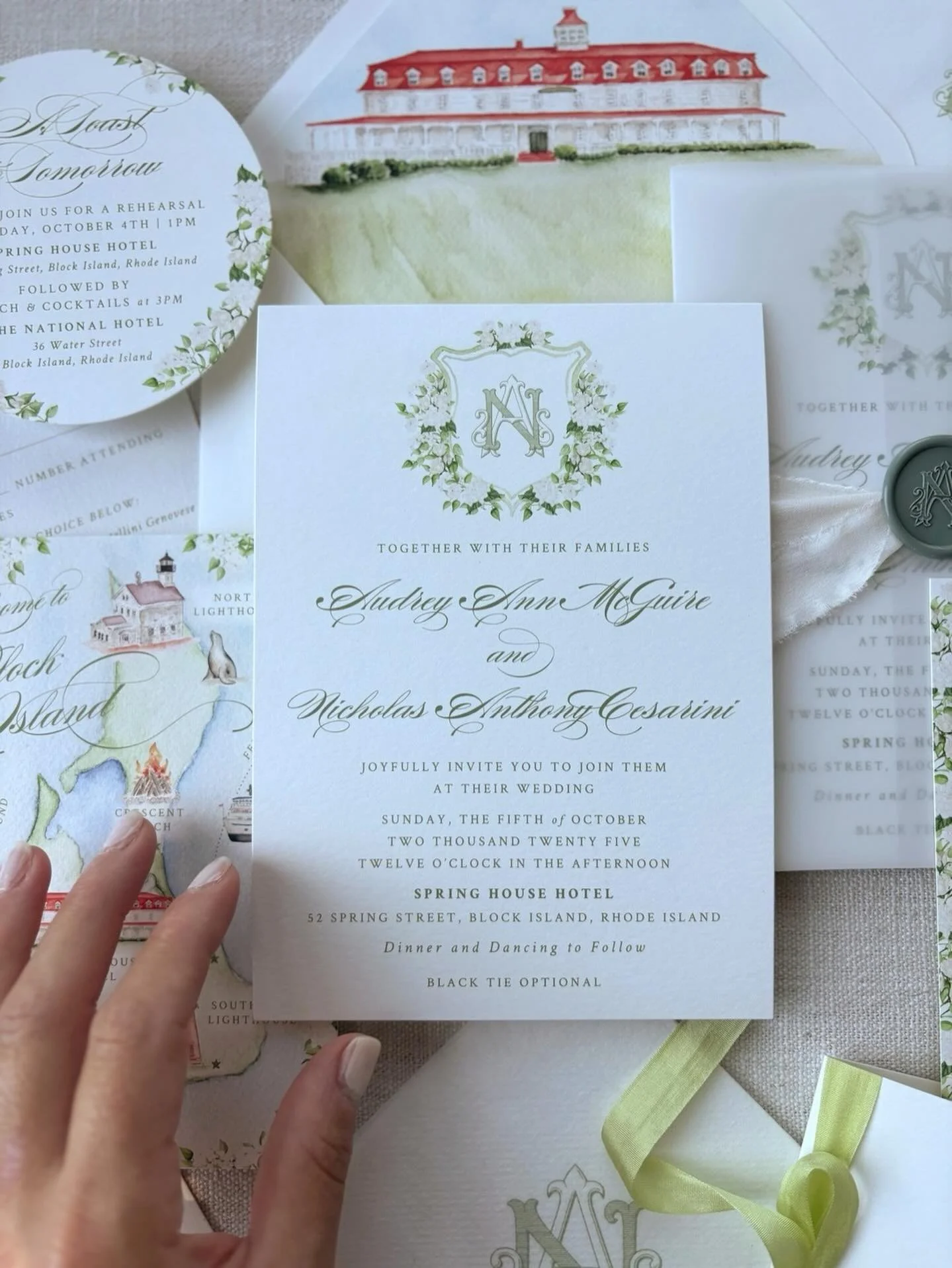 Still not over this beautiful invitation suite designed for Audrey and Nicholas&rsquo; most perfect day!
