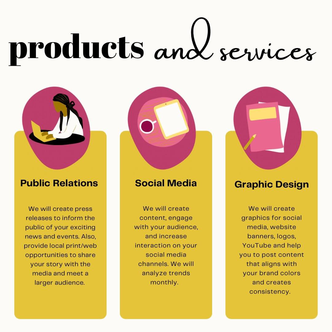 What do we do here at 5 STAH MEDIA LLC? Well here is a list of a few! 

Our clients usually ask for these services from us and we are happy to oblige! Have you been looking to expand your brand and need some assistance in doing so? Any areas below in