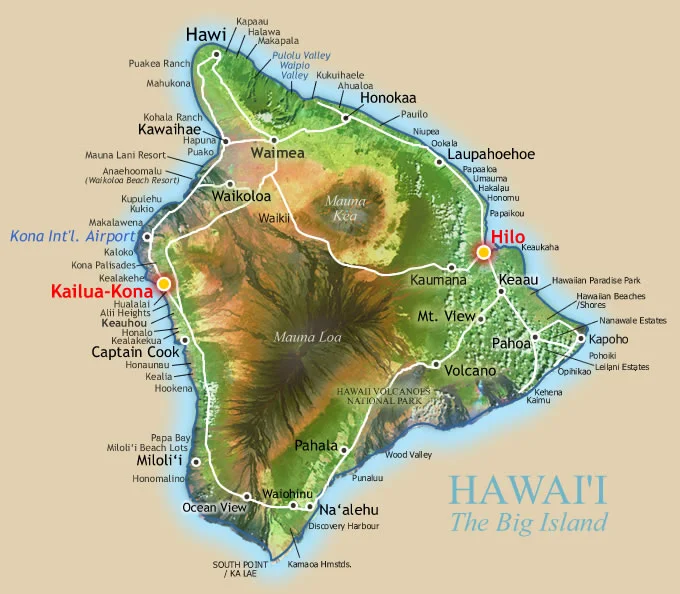 I really like this map to give you an idea of the sheer size of The Big Island. Source