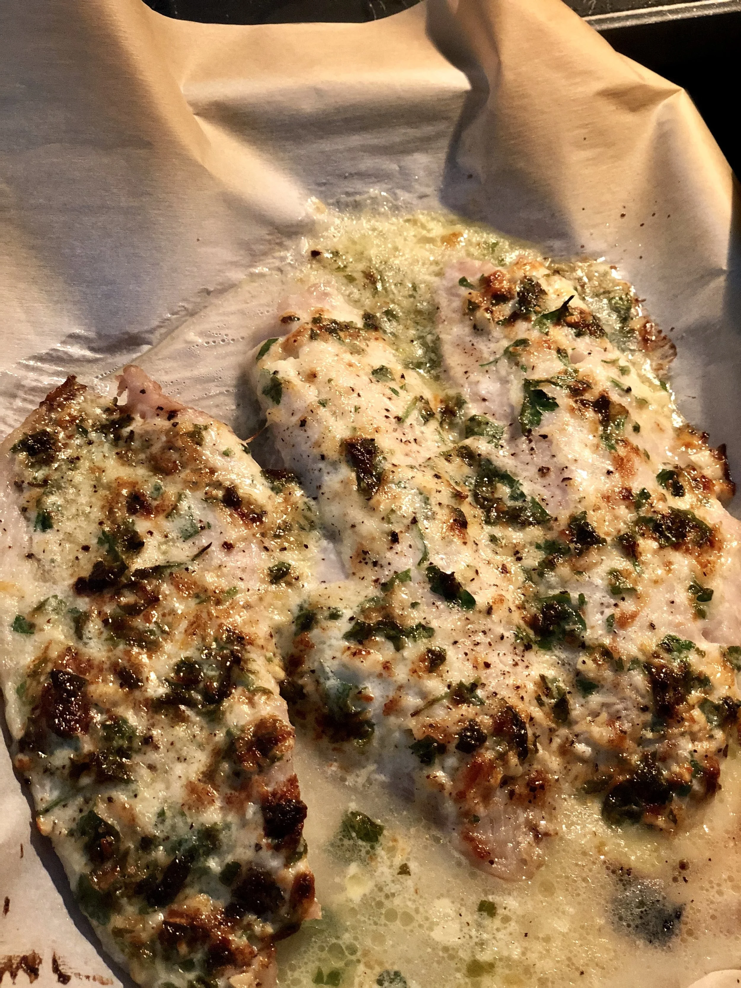 This is rockfish that I got on sale at the grocery store. Use any flaky white fish like cod or snapper.