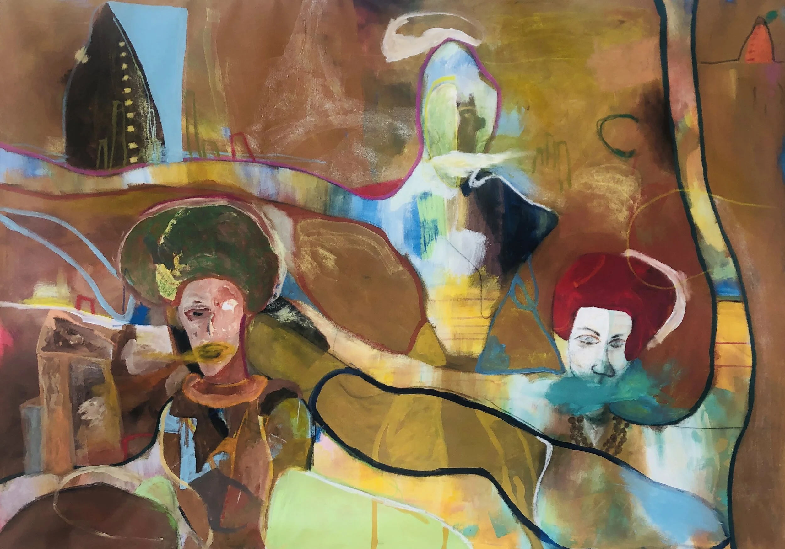 Dialogue of a Silent Reality - Series Characters with a Past - Acrylic on canvas - 58 H X 80 W