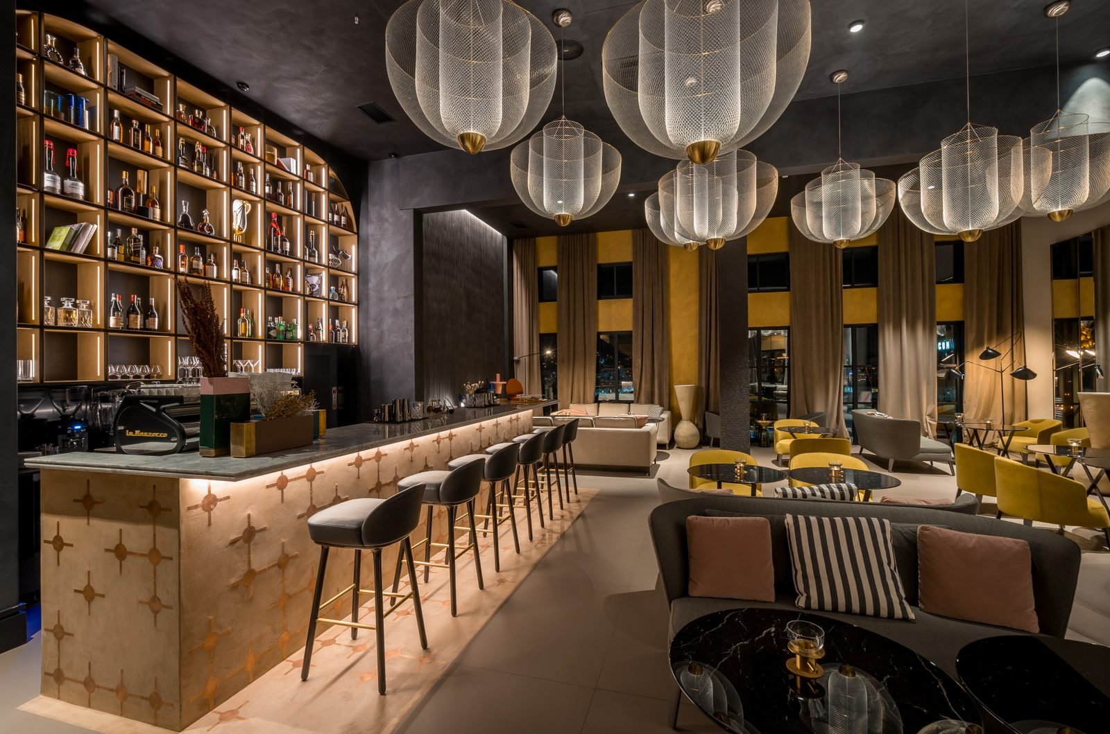 TerraTon Wall - Smooth - Polvere in Monograph Lounge Bar in Tbilisi by Motif Design Elements &amp; Proact.e
