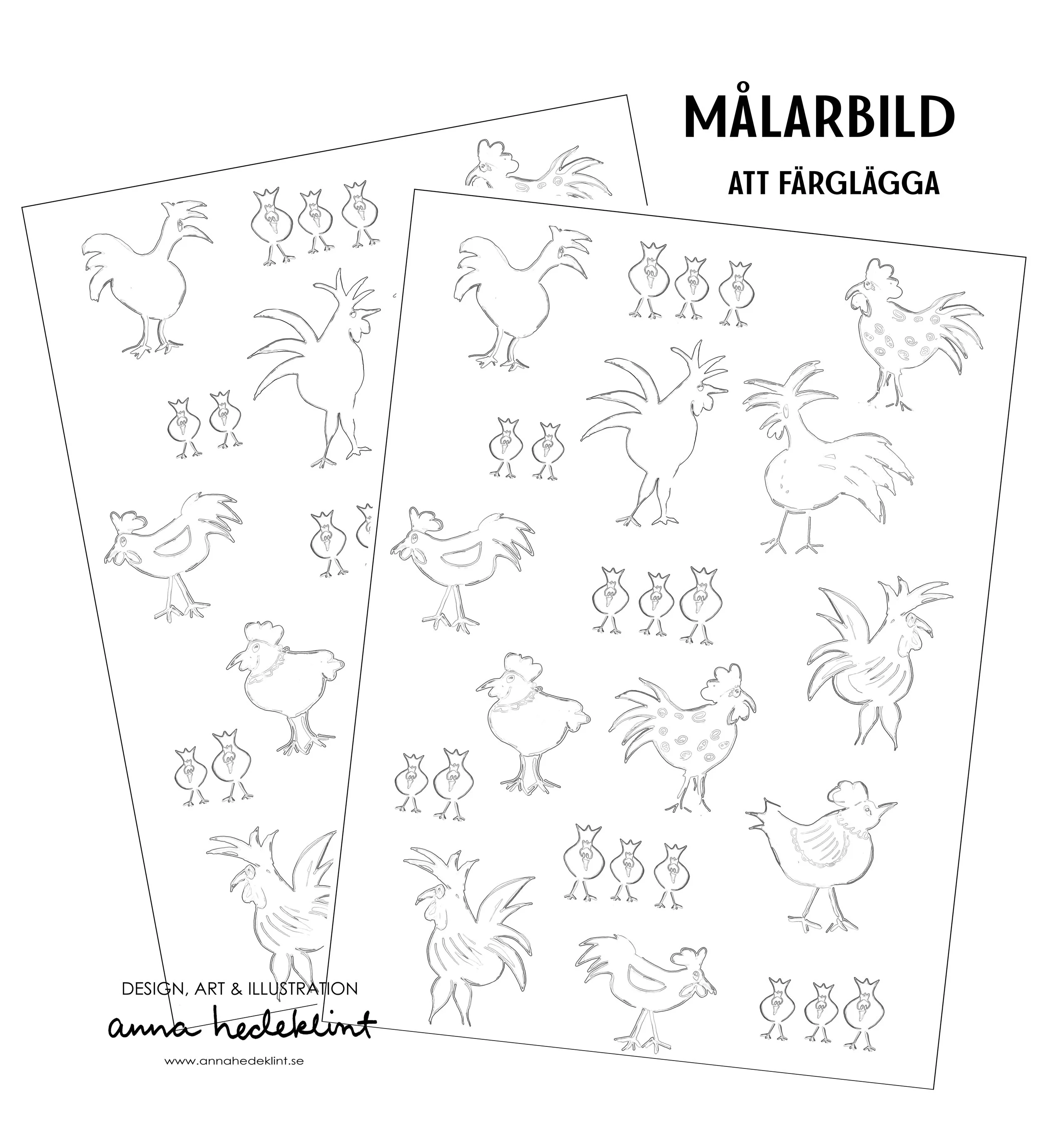 Midsommarbild att ladda ner och färglägga u2014 Anna Hedeklint