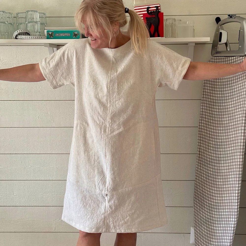 a line black linen dress A Line Mod Dress