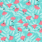 Dancing Poppies (Aqua)