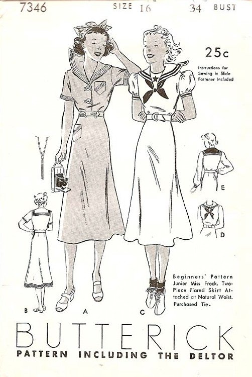 1940s 40s Sailor Suit 2 Styles / Blouse Nautical Trousers