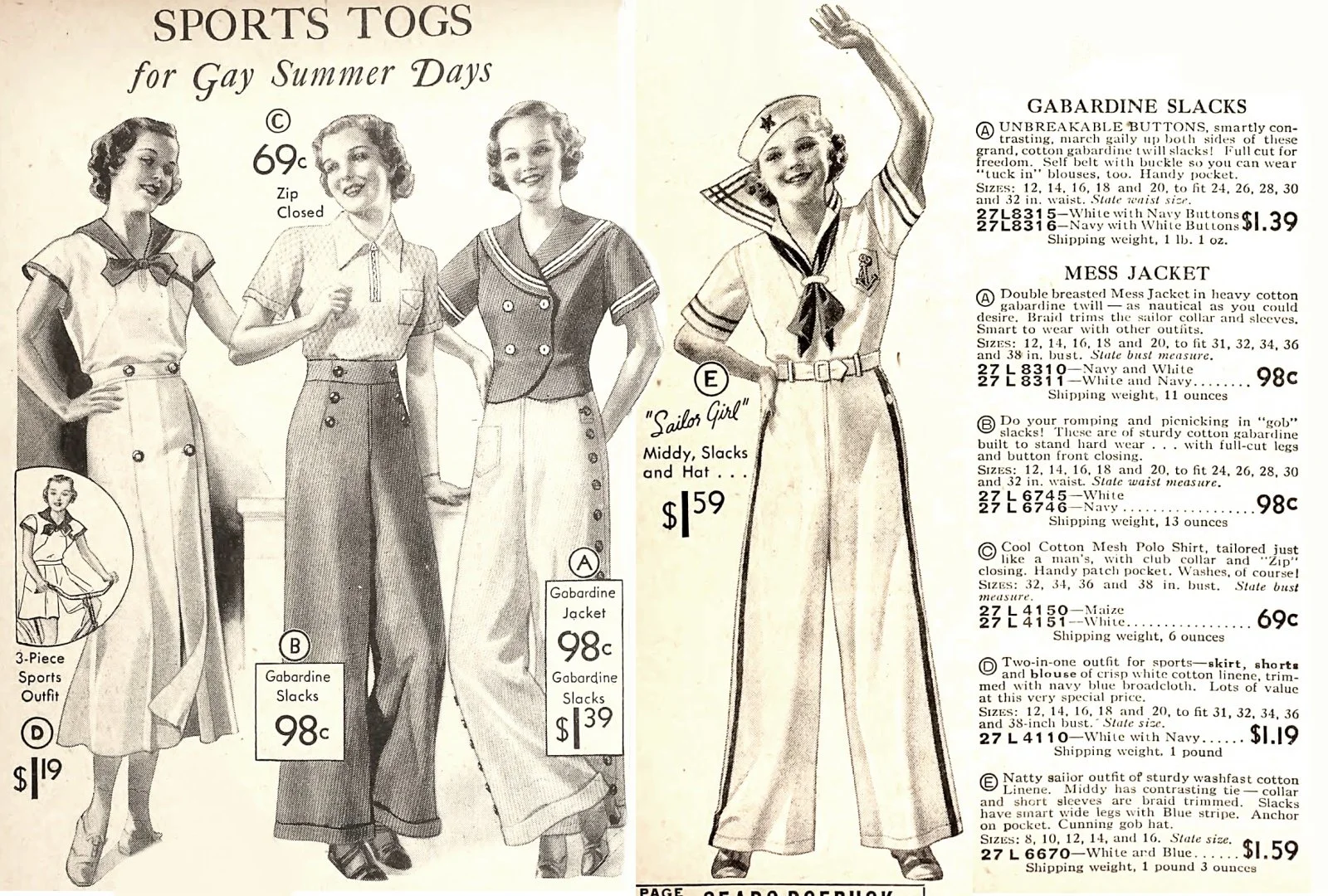1930s Sailor Top - Red Natural Fibre