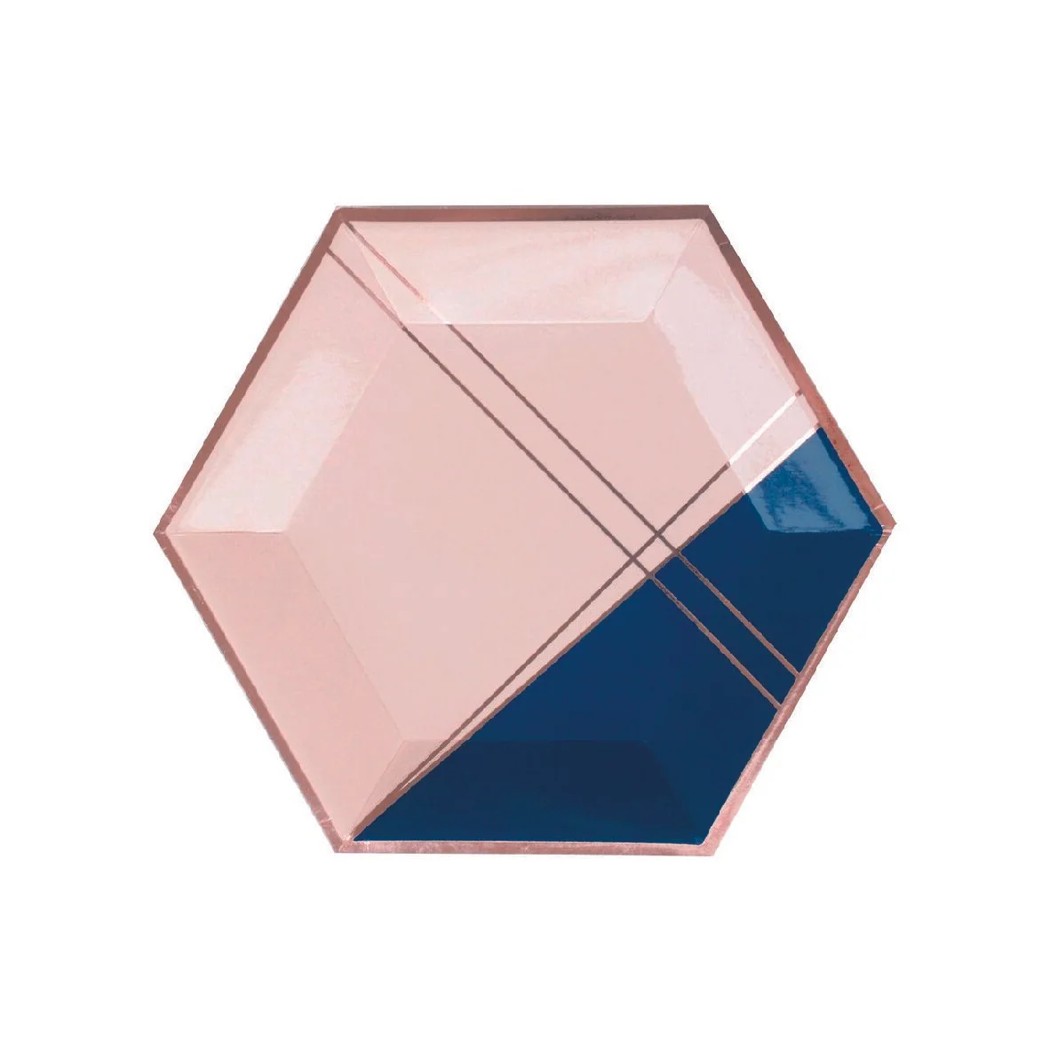 Erika - Pale Pink and Navy Colorblock Party Plates (Large)