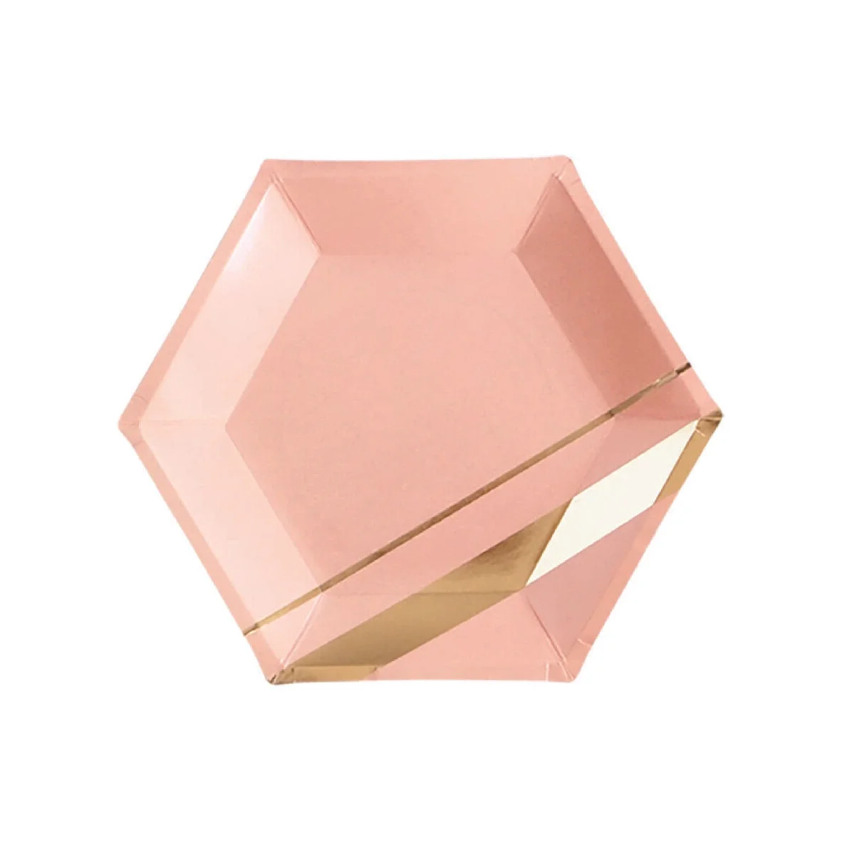 Peach Blush Gold Striped Party Plates (Large)