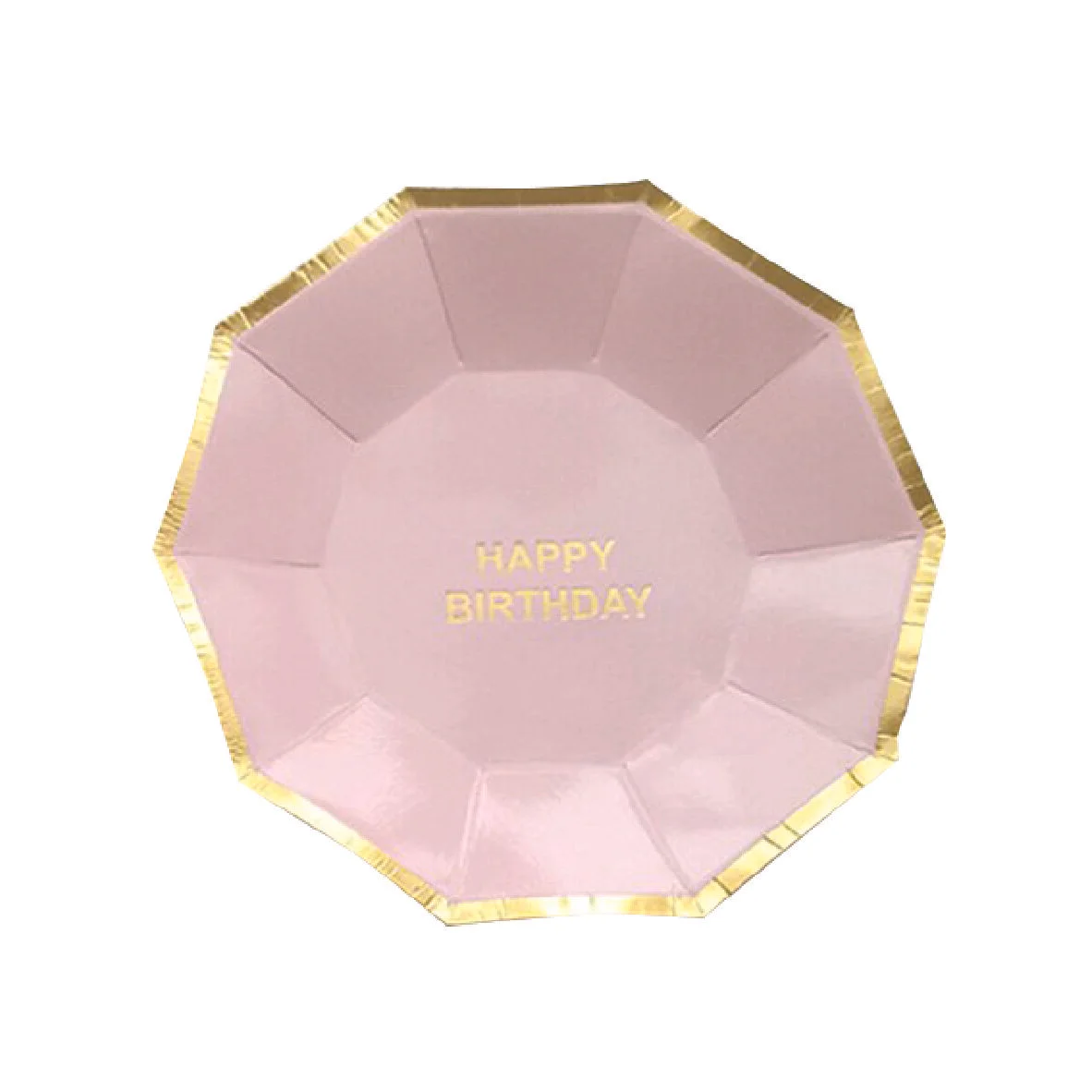 Happy Birthday Hexagonal Party Plates - Pastel Pink
