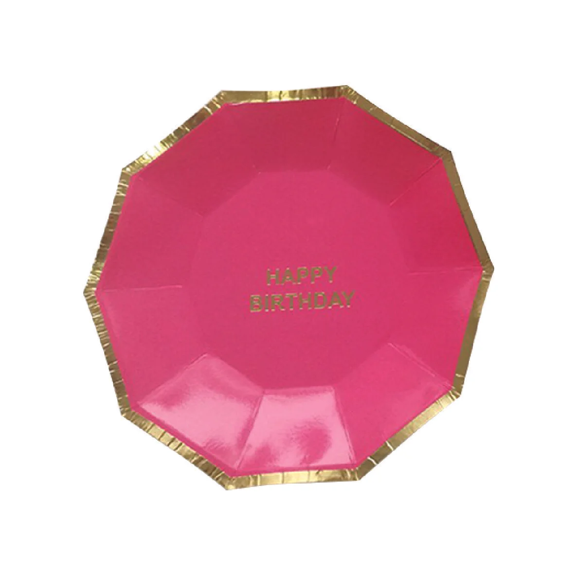 Happy Birthday Hexagonal Party Plates - Hot Pink
