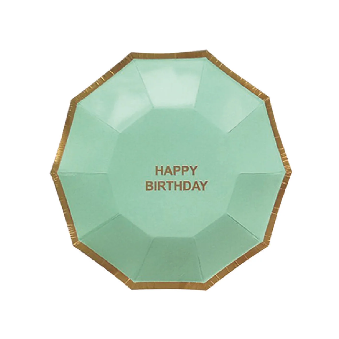 Happy Birthday Hexagonal Party Plates - Mint