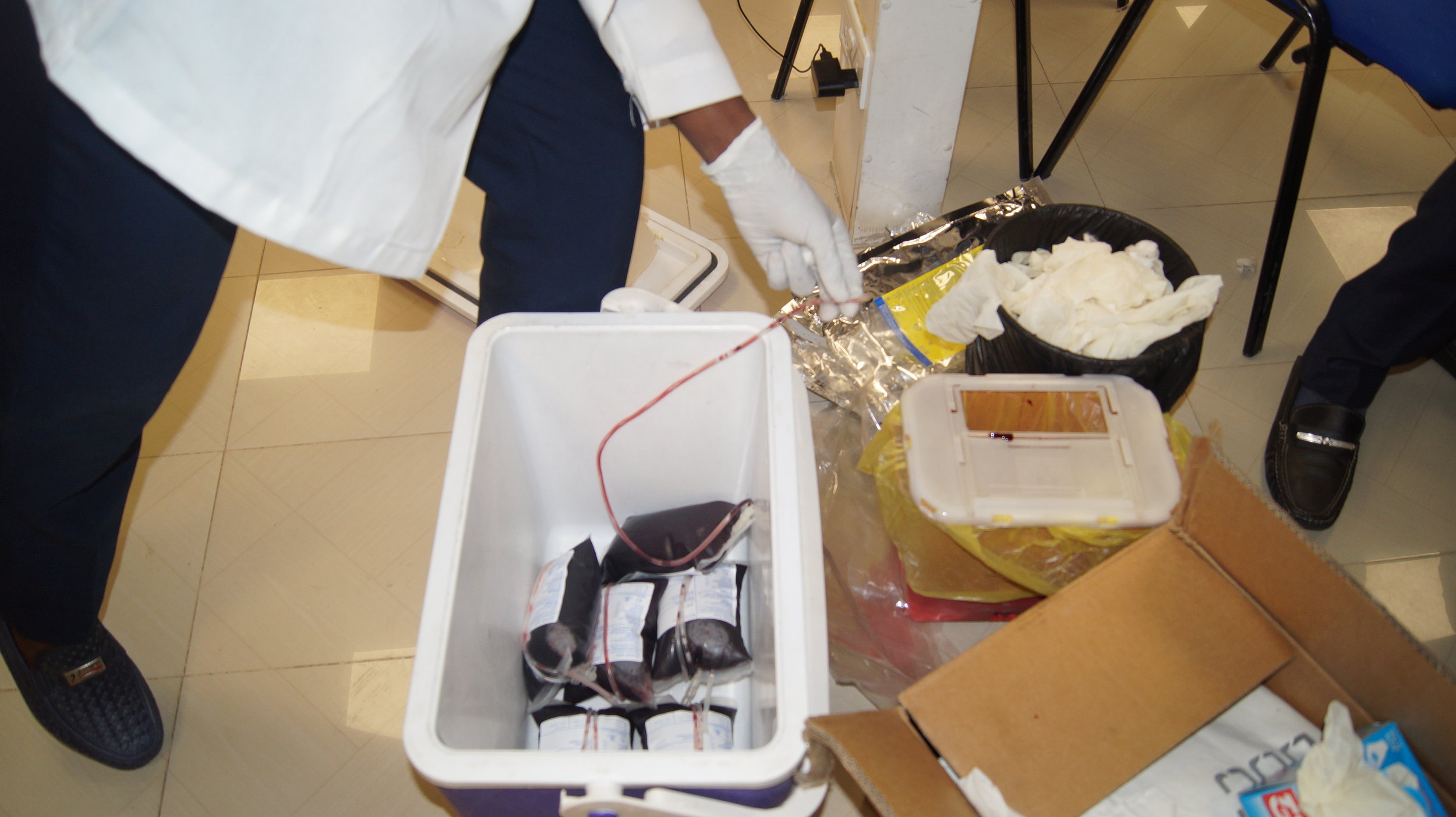  All that good stuff! The Red Cross Team stores the blood bags in a cooler to preserve till it gets to the blood bank 