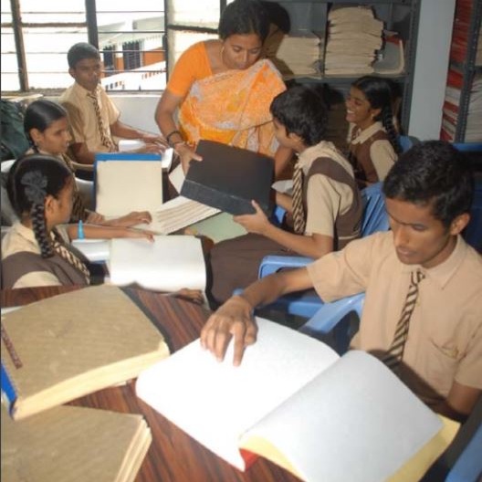 A library at Devnar School for Blind, Hyderabad