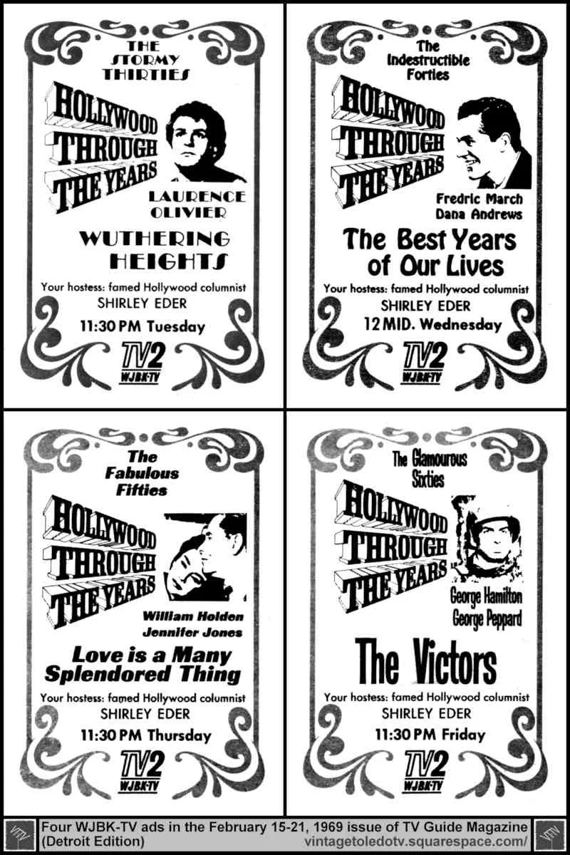 Hollywood Through the Years hosted by Shirley Eder (4 Movies) 2/18-21/69