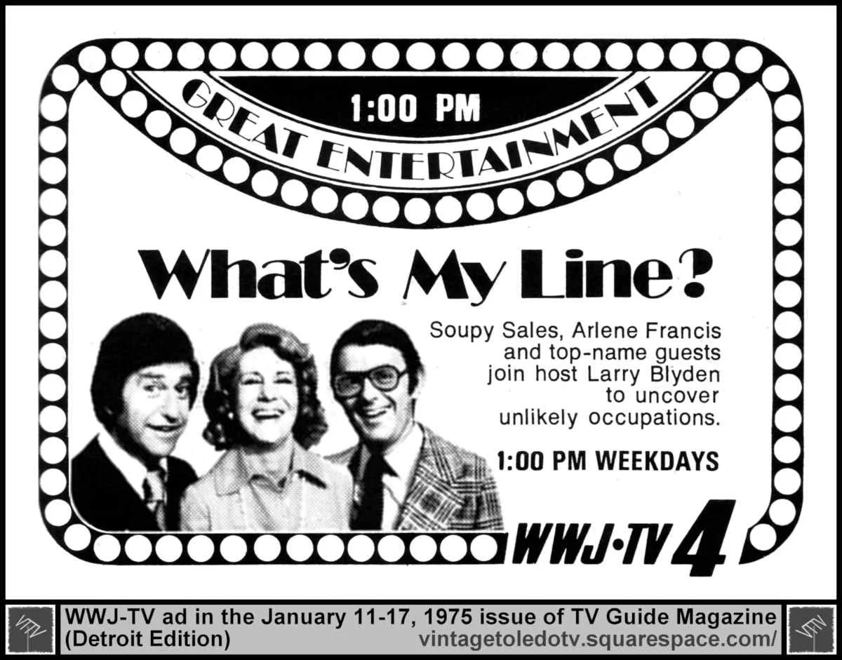 What's My Line? (Soupy Sales, Arlene Francis, Larry Blyden) 1/14/75