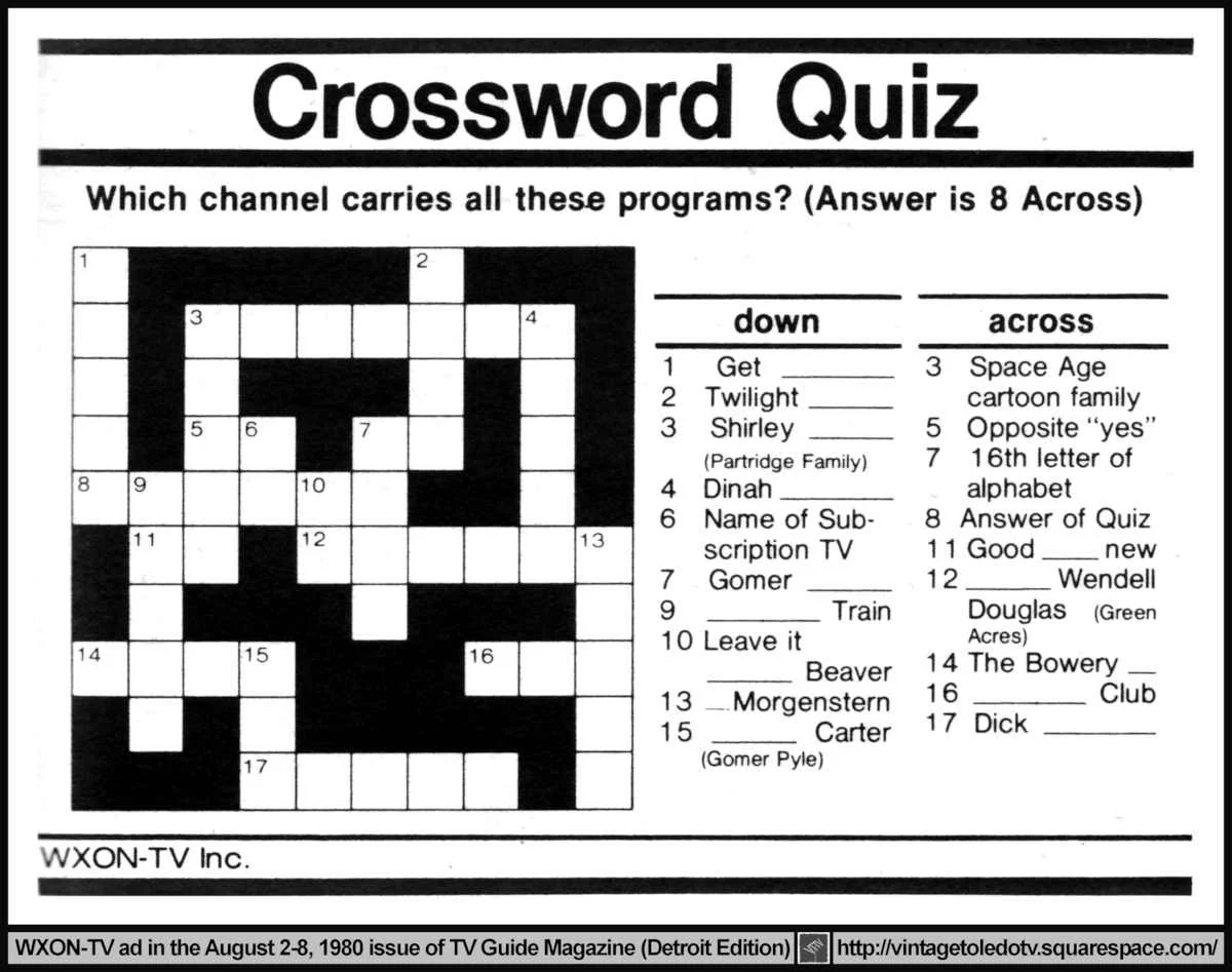 Crossword Quiz - August 1980