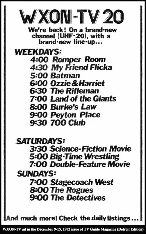 We're Back (Schedule) Dec 1972