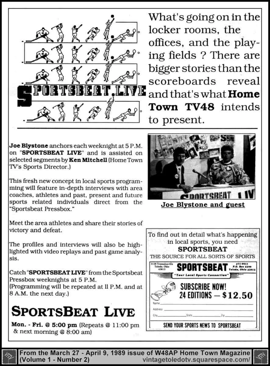 SportsBeat Live (Joe Blystone) 3/27/89