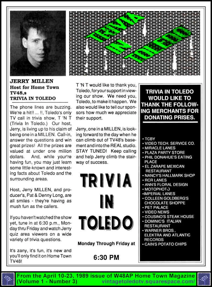 Trivia in Toledo (Jerry Millen) 4/10/89
