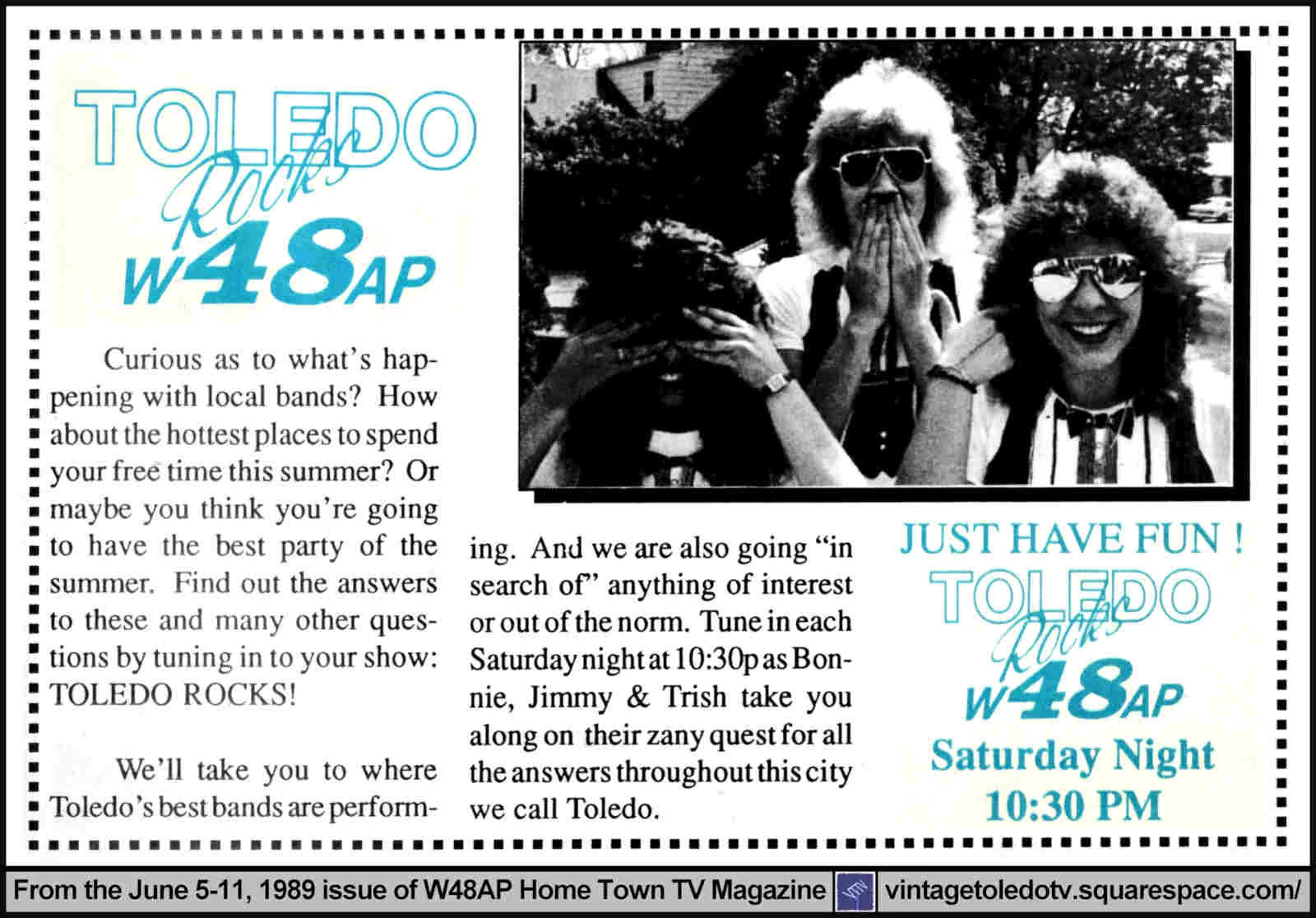Toledo Rocks hosted by Bonnie, Jimmy & Trish 6/5/89