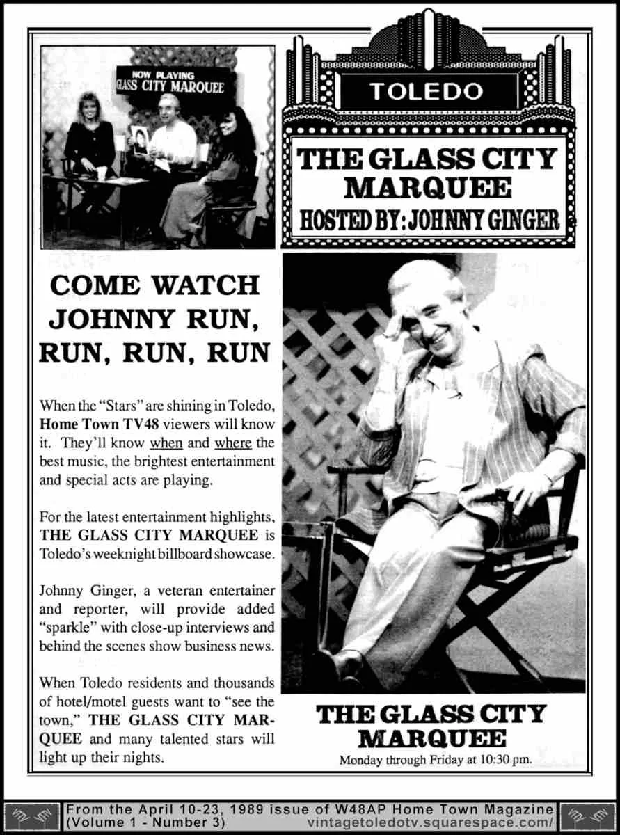 Glass City marquee (Johnny Ginger) 4/10/89