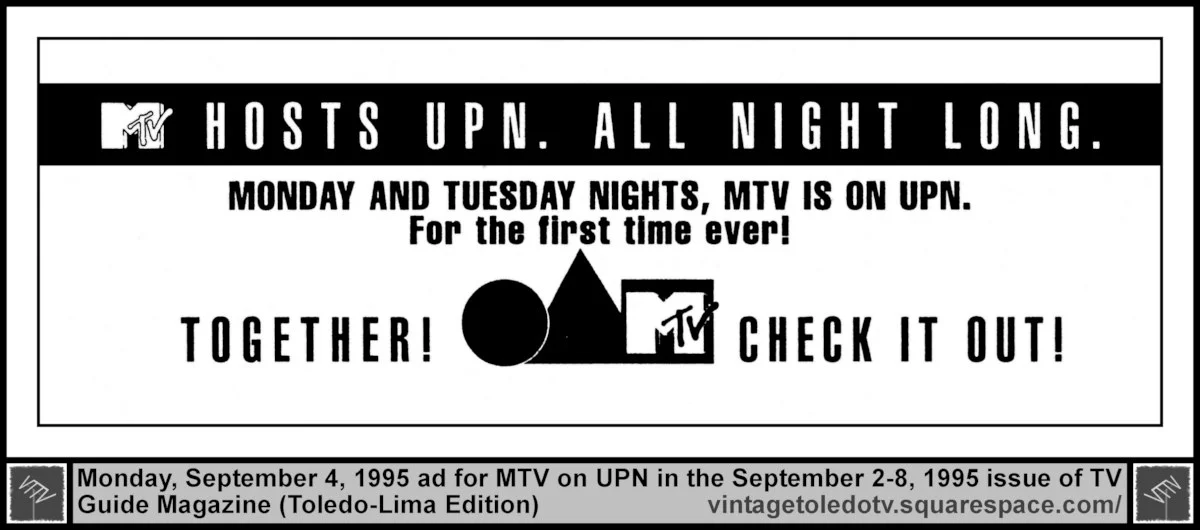 MTV Hosts UPN (Mon 9/4/95 ad)