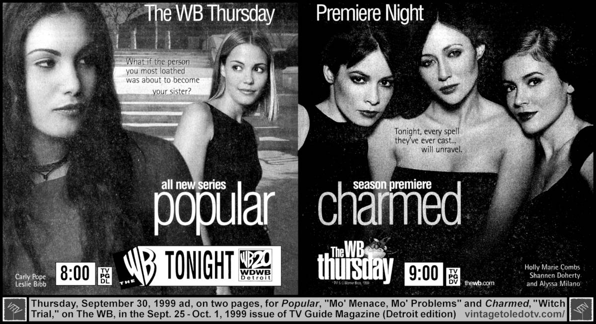 Thursday Night Shows on The WB (9/30/99 YV Guide ad on 2 pages)