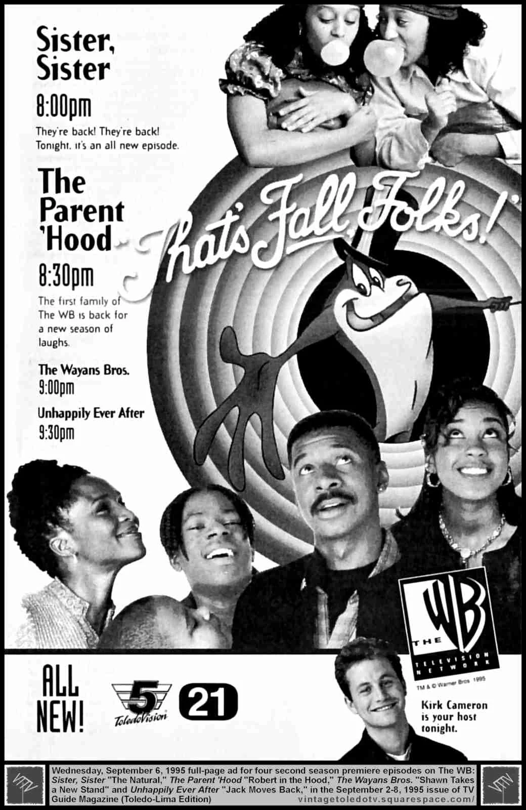 WB Wednesday Night Shows (9/6/95 full-page ad)