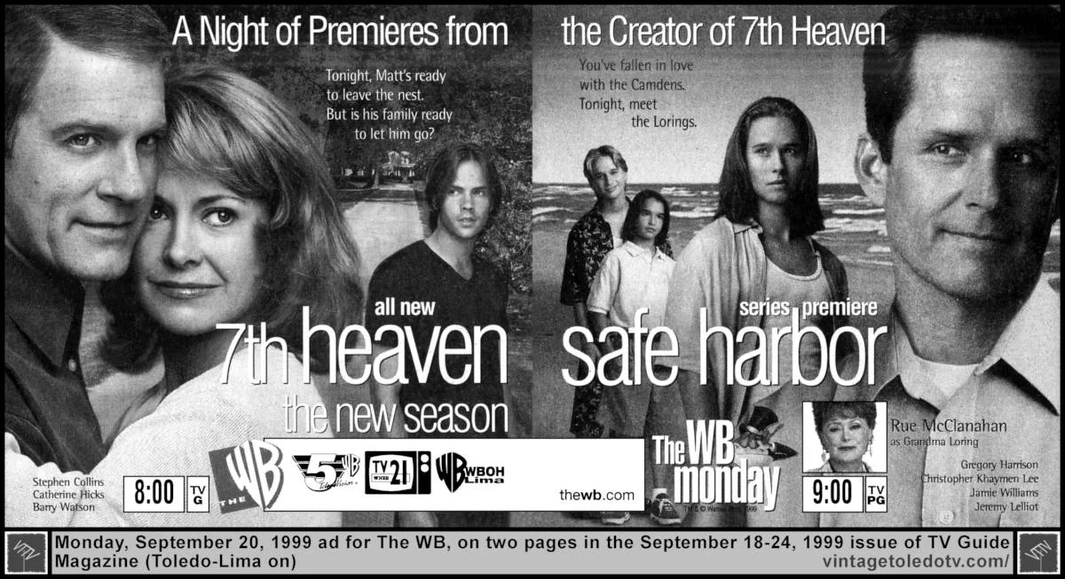 Monday Night Shows on The WB (9/20/99 TV Guide ad on 2 pages)