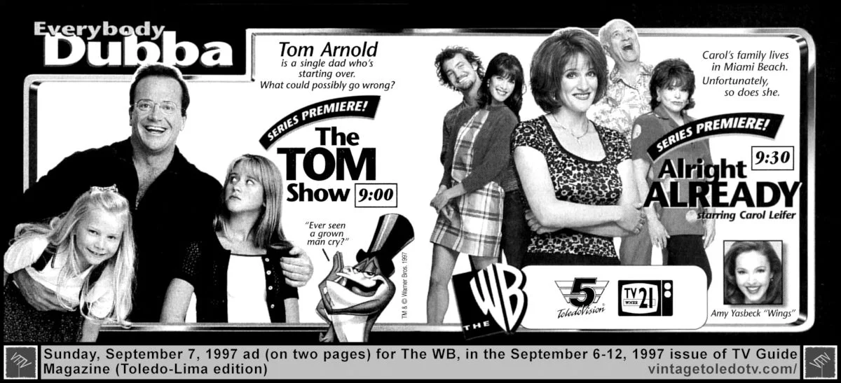 Sunday night shows on The WB (9/7/97 TV Guide ad on 2 pages)