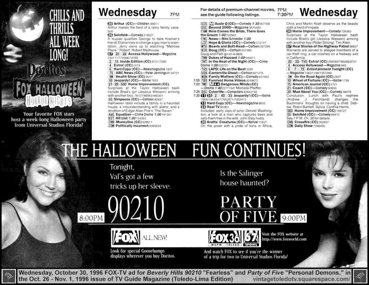 Fox Wednesday Night Shows (10/30/96)