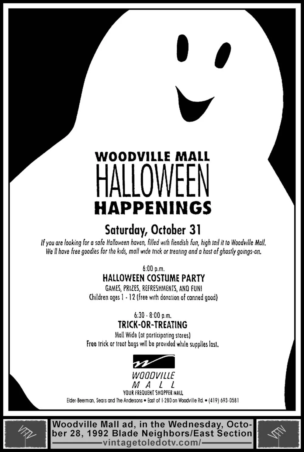 Woodville Mall Halloween Happenings (Wed 10/28/92 ad)